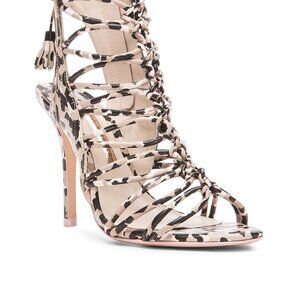 Sophia Webster "Lacey" Lace-Up Nude Camo Heels Size 38.5 = US 8.5